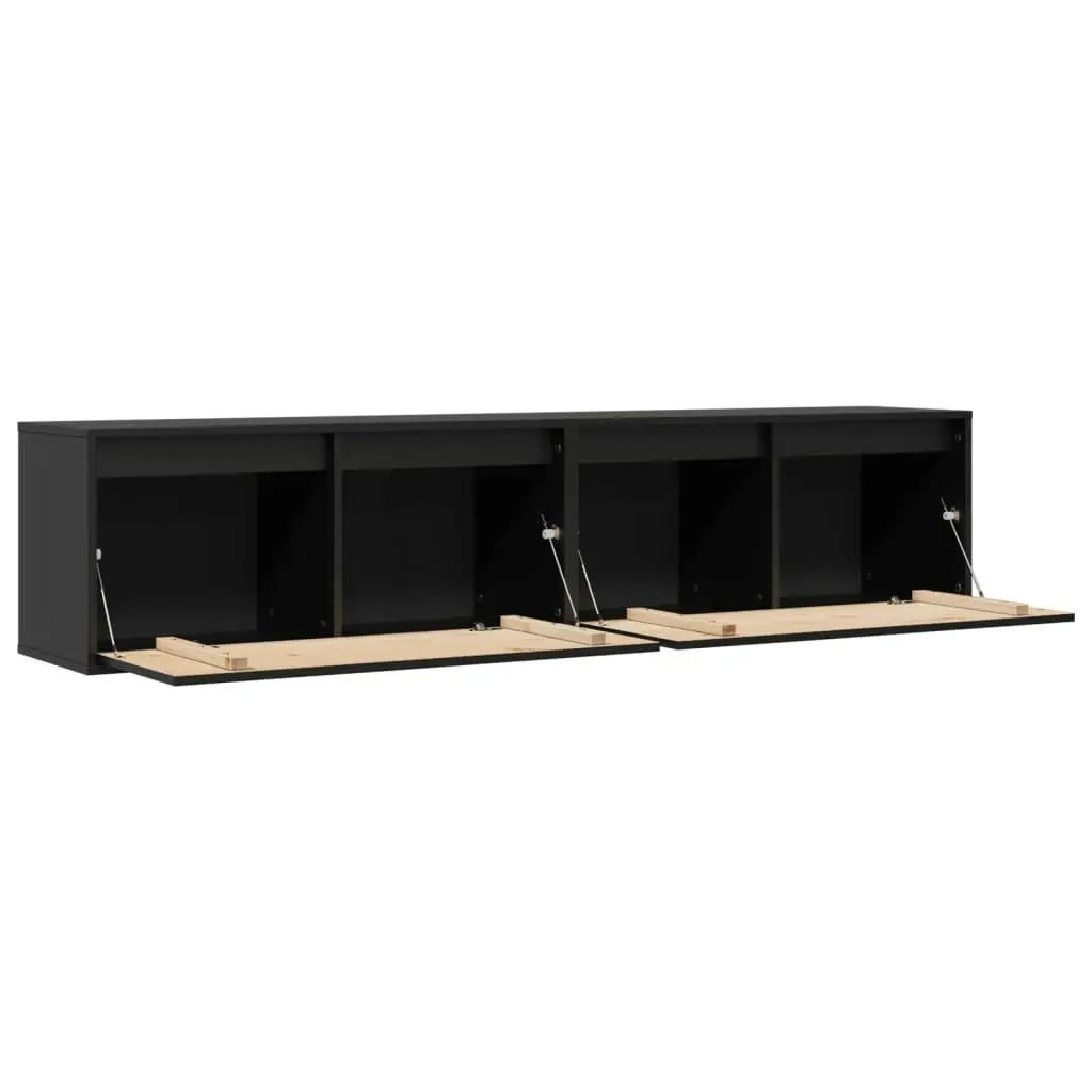 Wall Cabinets 2 pcs Black 80x30x35 cm Solid Wood Pine 813464