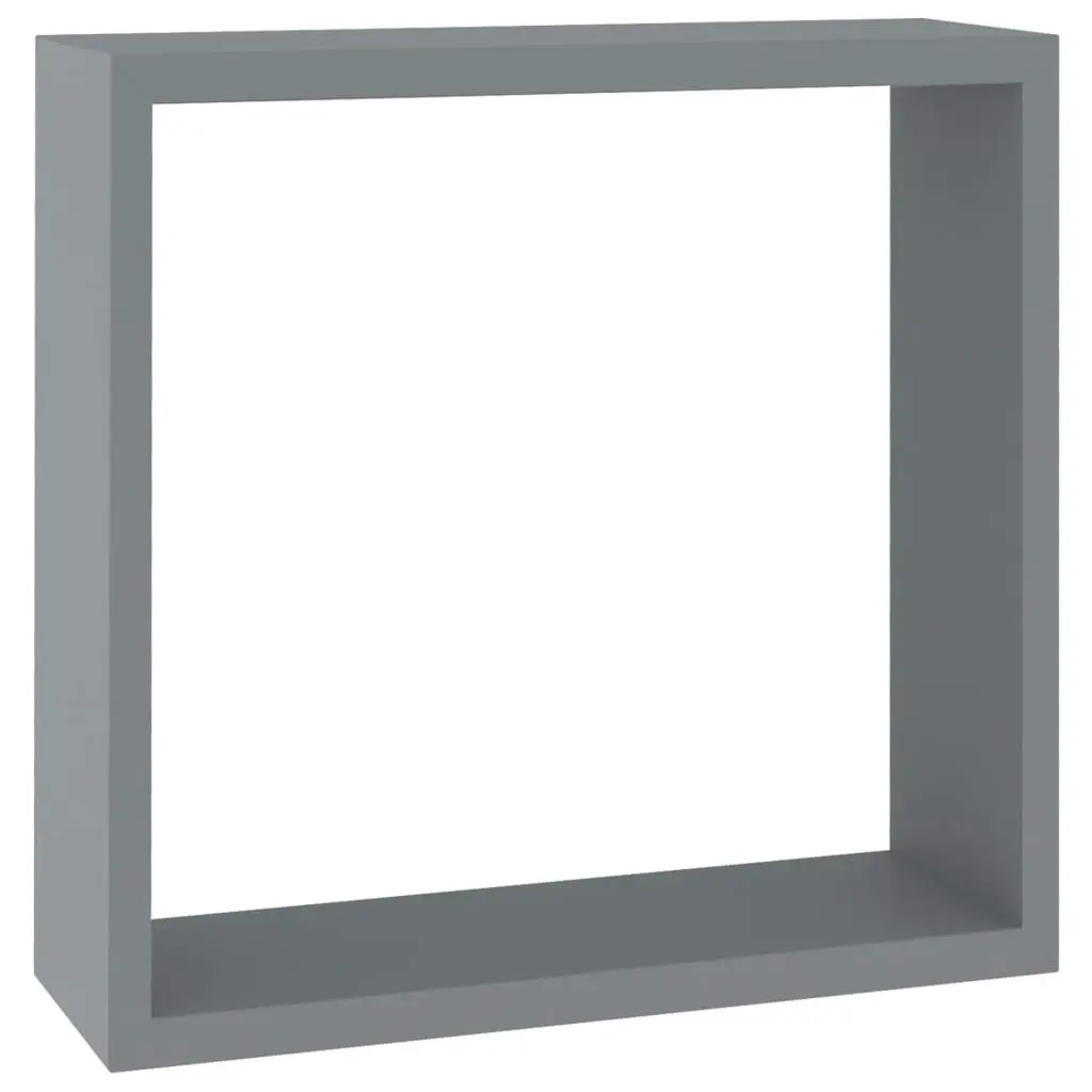 Wall Cube Shelves 3 pcs Grey MDF 323951