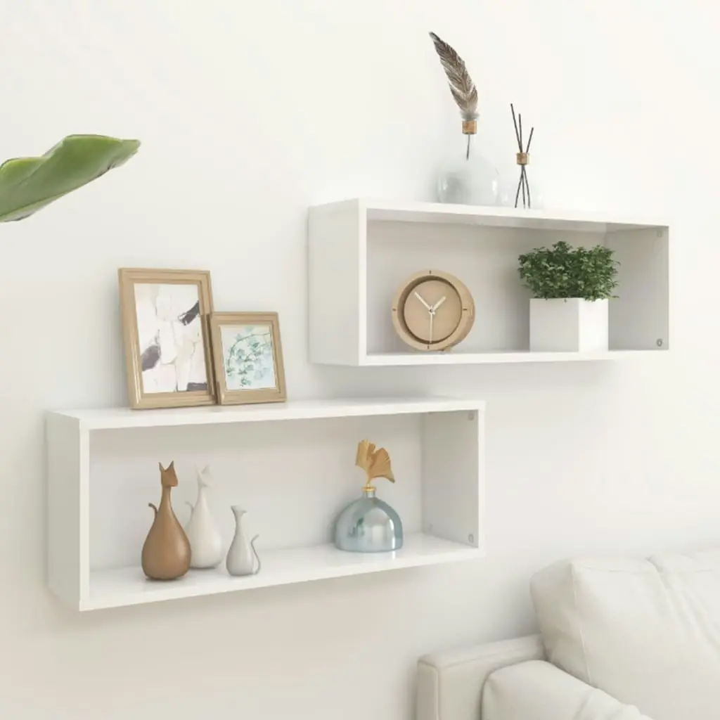 Wall Cube Shelves 2 pcs White 60x15x23 cm Engineered Wood 807133