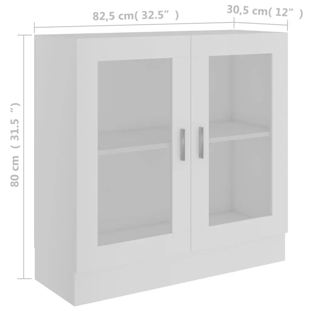 Vitrine Cabinet White 82.5x30.5x80 cm Engineered Wood 802741