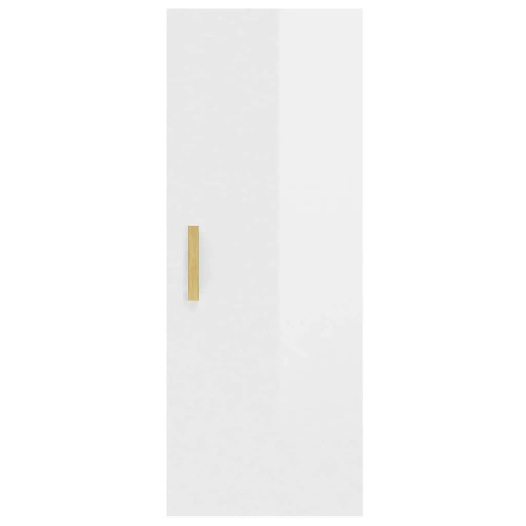 Wall Cabinet High Gloss White 34.5x34x90 cm Engineered Wood 812435