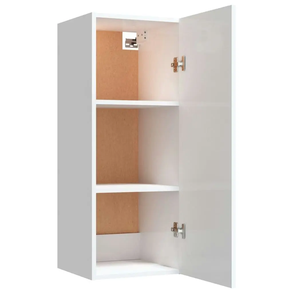 Wall Cabinet High Gloss White 34.5x34x90 cm Engineered Wood 812435