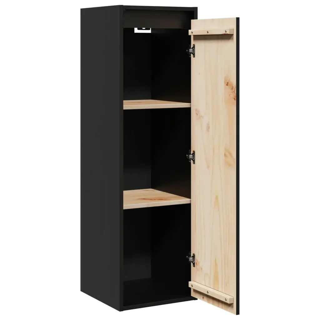 Wall Cabinets 2 pcs Black 30x30x100 cm Solid Wood Pine 813514