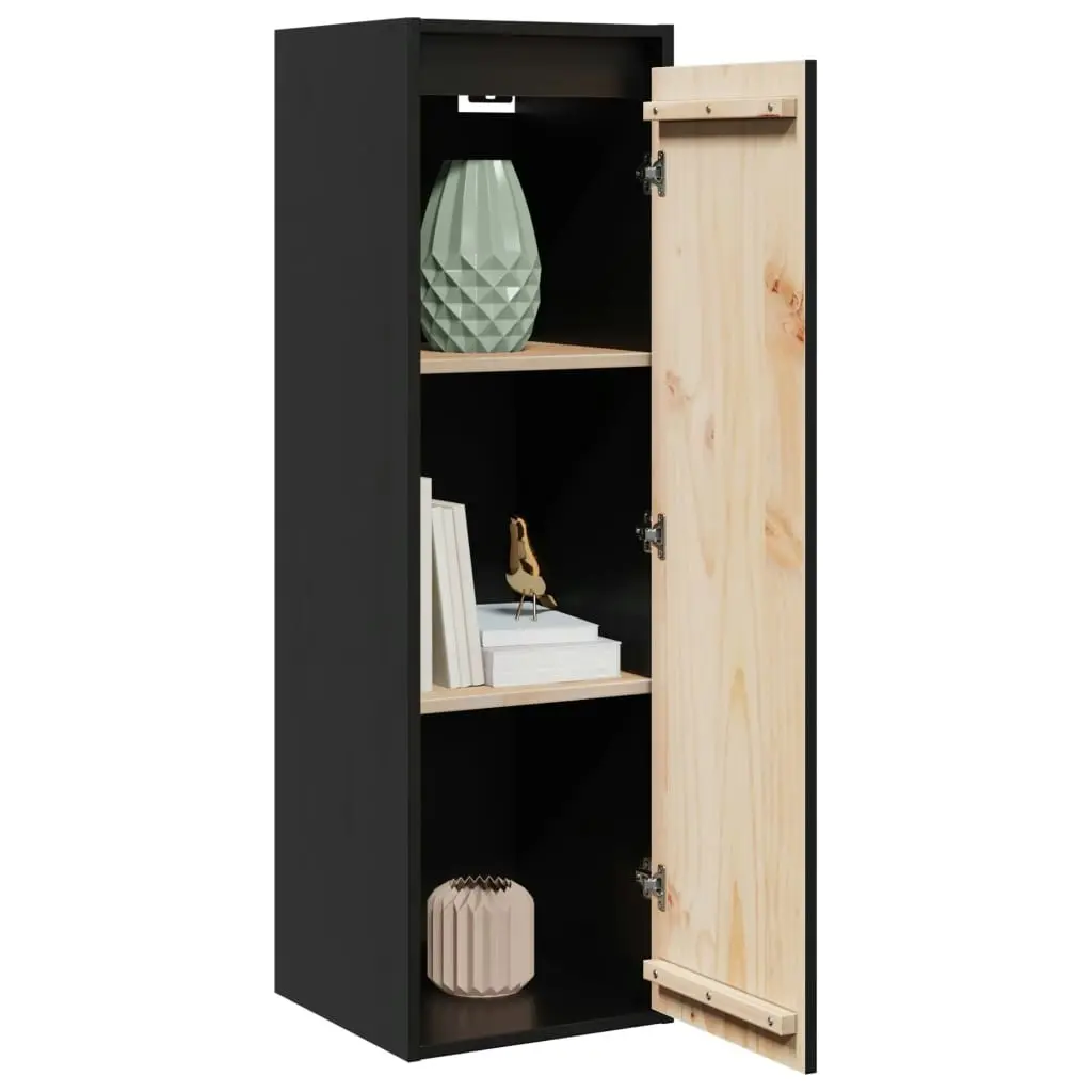 Wall Cabinets 2 pcs Black 30x30x100 cm Solid Wood Pine 813514