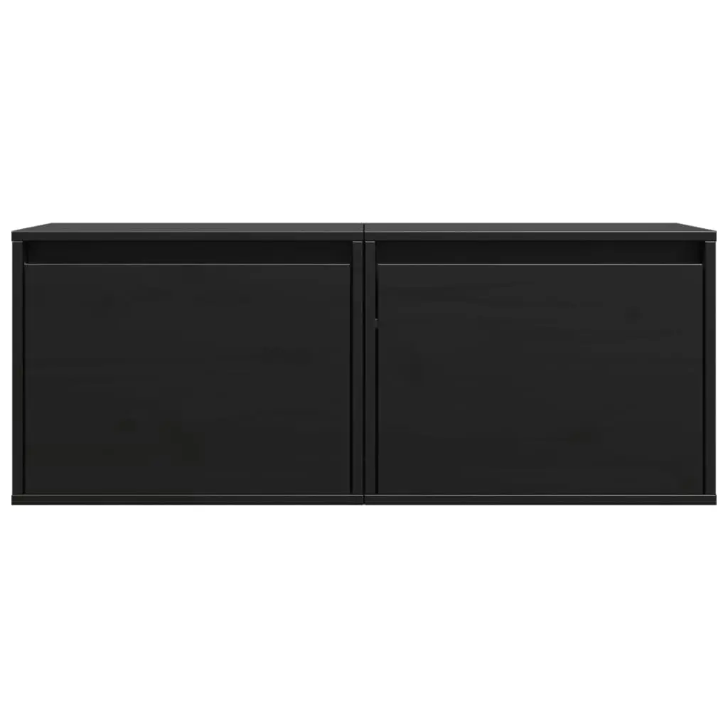 Wall Cabinets 2 pcs Black 45x30x35 cm Solid Wood Pine 813444