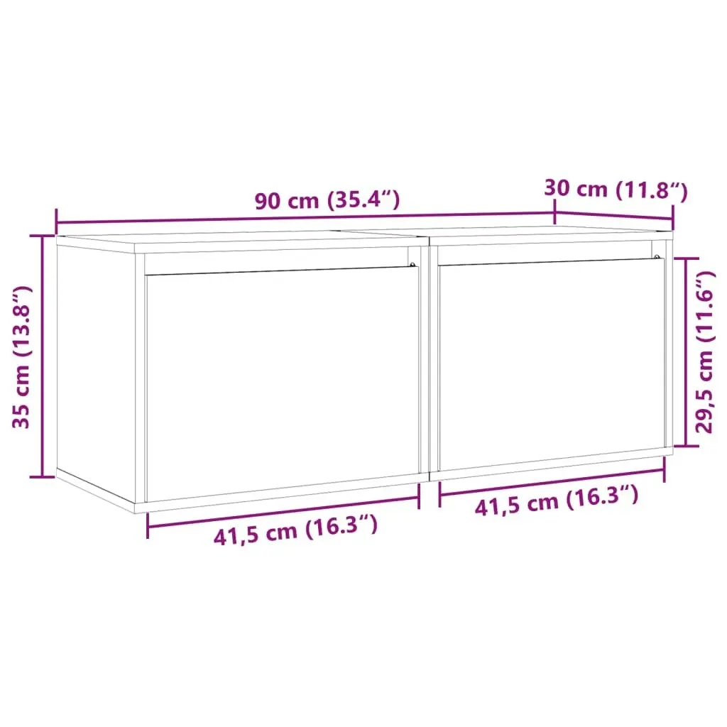 Wall Cabinets 2 pcs Black 45x30x35 cm Solid Wood Pine 813444