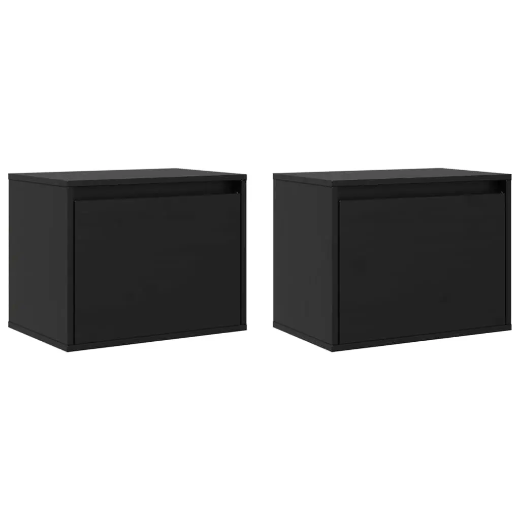 Wall Cabinets 2 pcs Black 45x30x35 cm Solid Wood Pine 813444