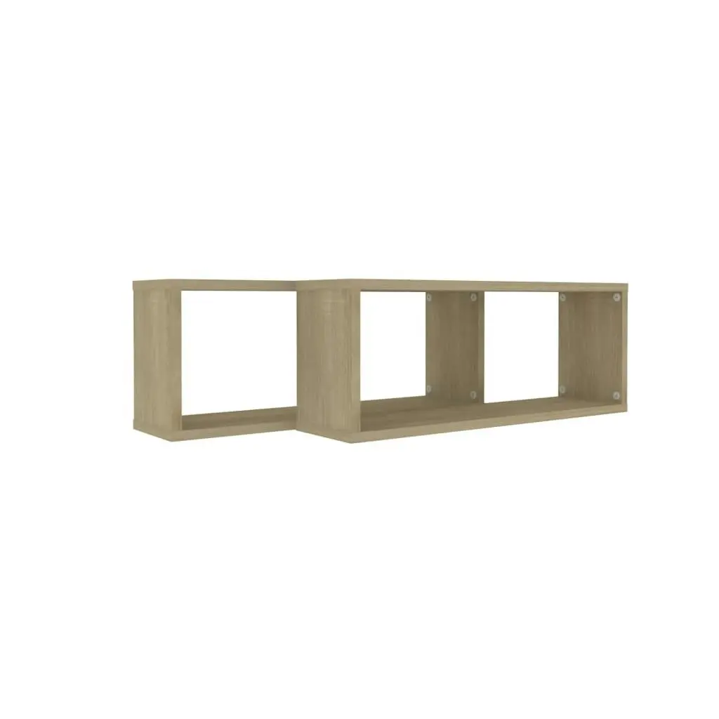 Wall Cube Shelves 2 pcs Sonoma Oak 60x15x23 cm Engineered Wood 807142