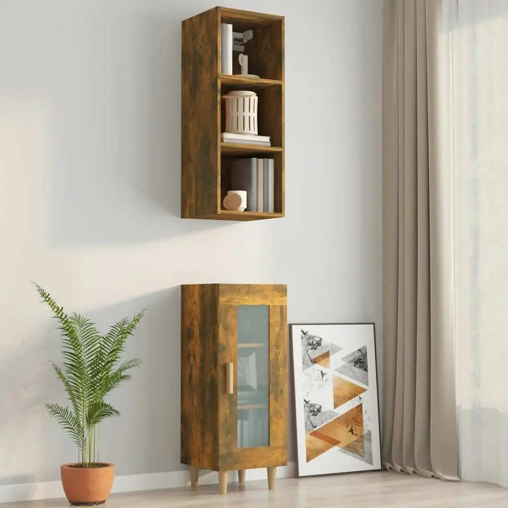 Wall Cabinet Smoked Oak 34.5x32.5x90 cm Engineered Wood 817456