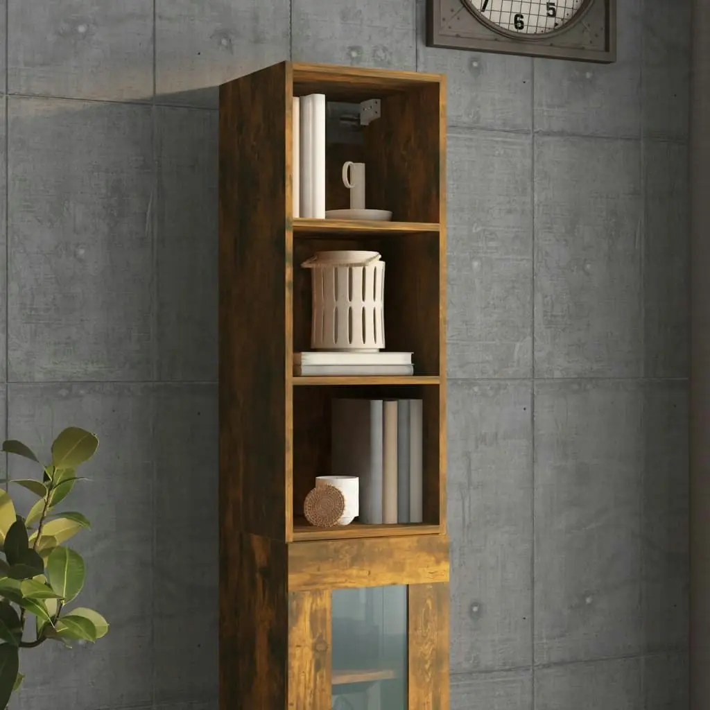 Wall Cabinet Smoked Oak 34.5x32.5x90 cm Engineered Wood 817456