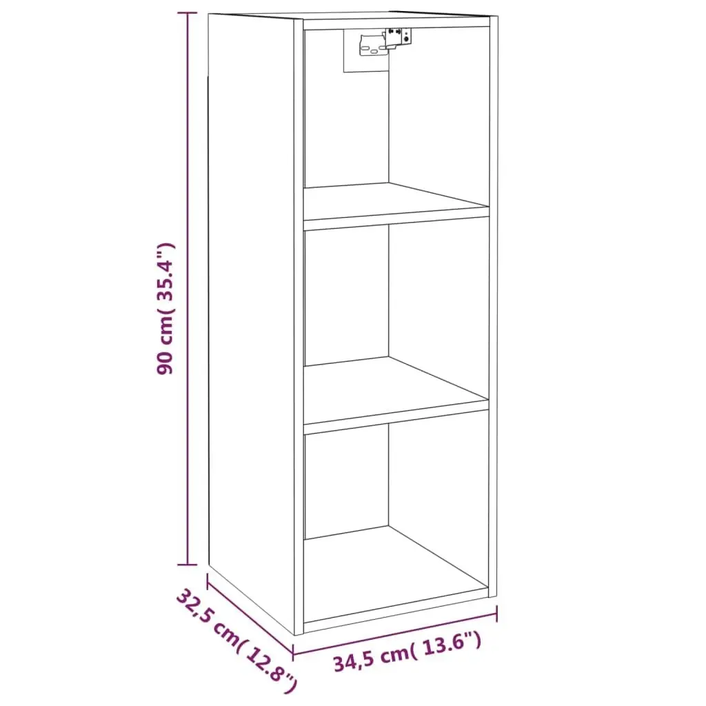 Wall Cabinet Smoked Oak 34.5x32.5x90 cm Engineered Wood 817456