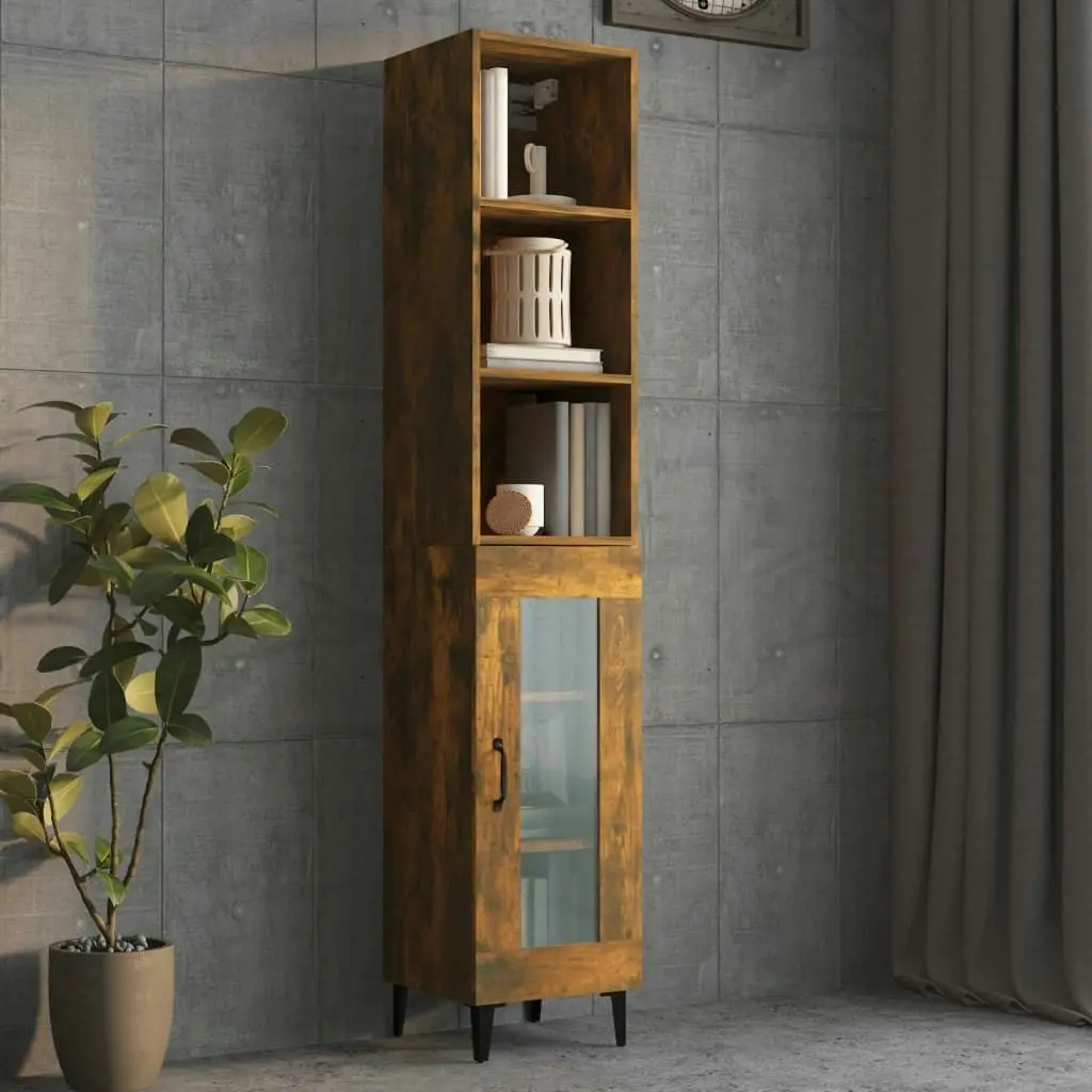 Wall Cabinet Smoked Oak 34.5x32.5x90 cm Engineered Wood 817456