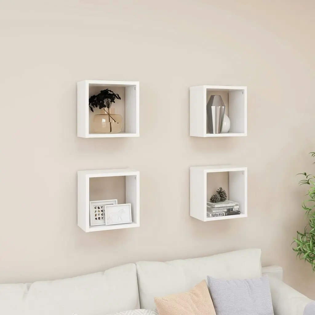 Wall Cube Shelves 4 pcs White 26x15x26 cm 807026