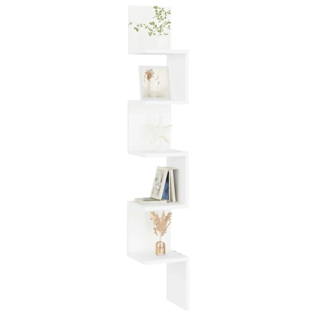 Wall Corner Shelf White 20x20x127.5 cm Engineered Wood 807277