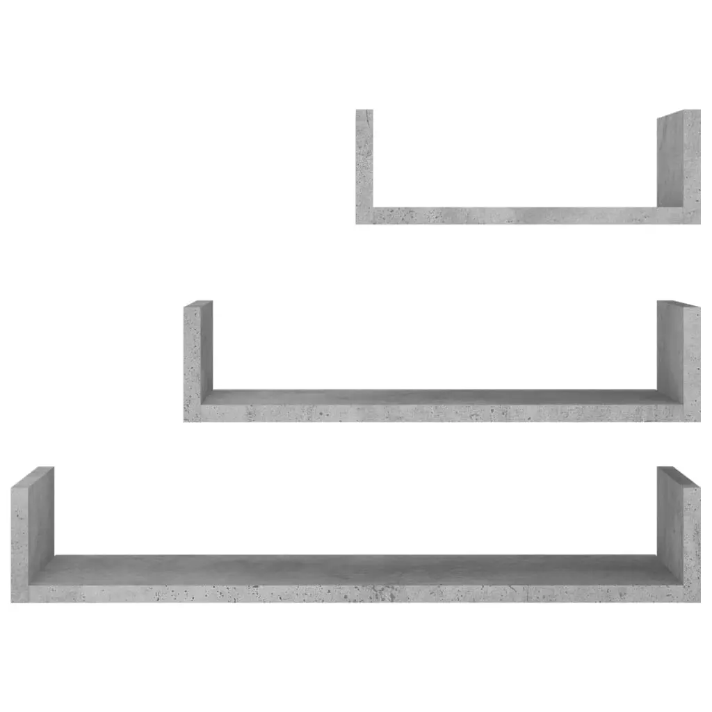 Wall Display Shelf 3 pcs Concrete Grey Engineered Wood 800202