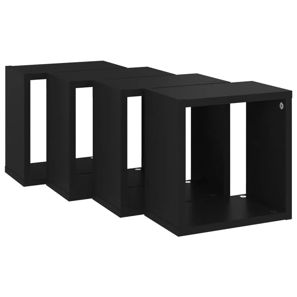 Wall Cube Shelves 4 pcs Black 26x15x26 cm 807029