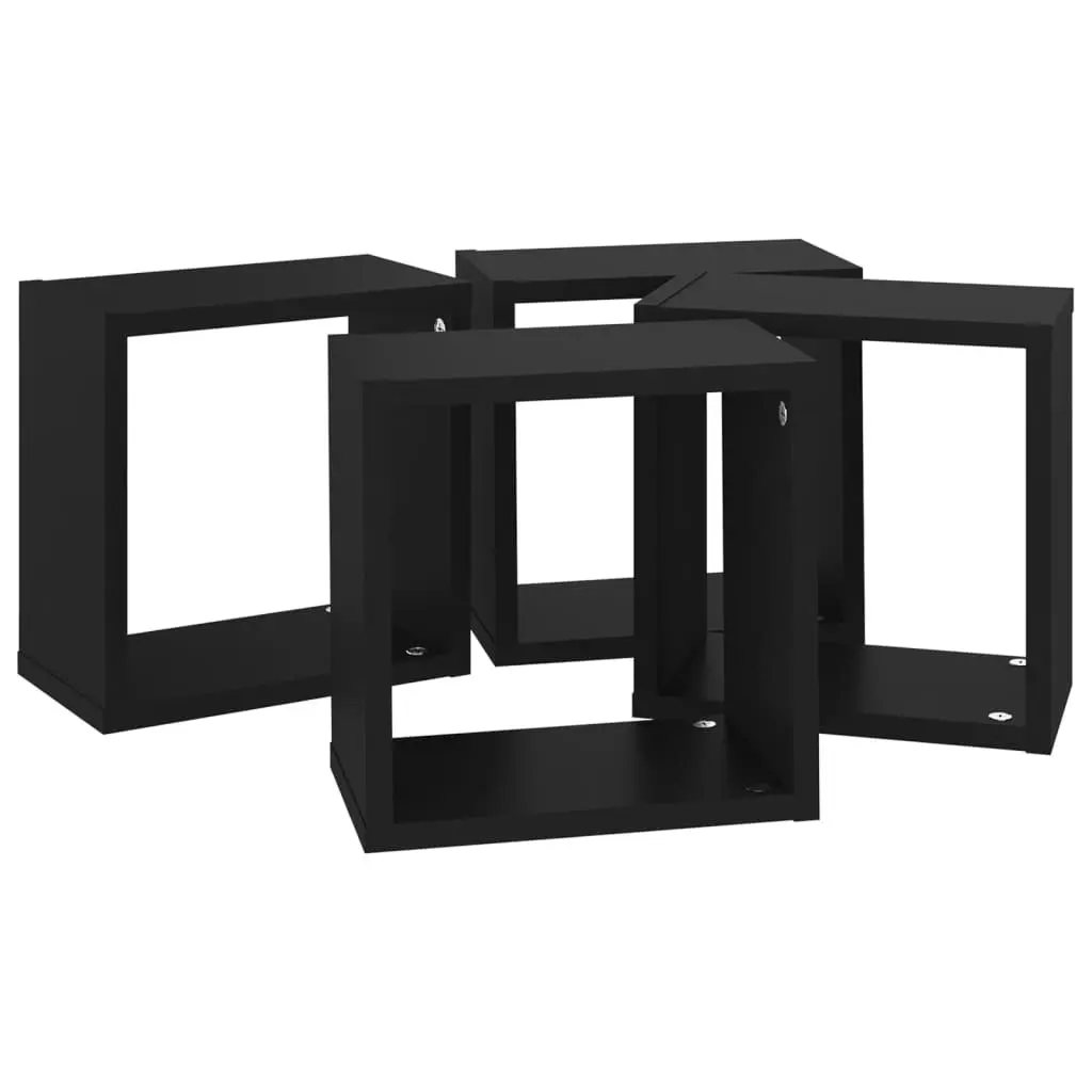 Wall Cube Shelves 4 pcs Black 26x15x26 cm 807029