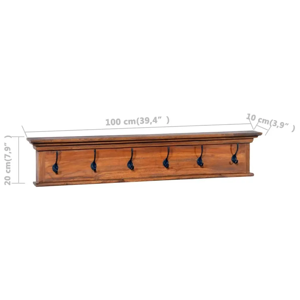 Wall Mounted Coat Rack 100x10x20 cm Solid Teak Wood 289064