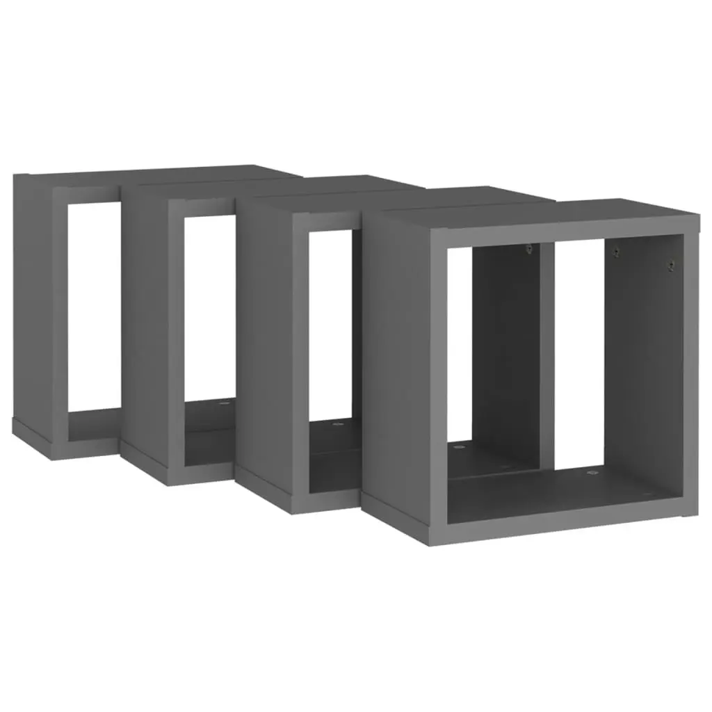 Wall Cube Shelves 4 pcs Grey 30x15x30 cm 807005