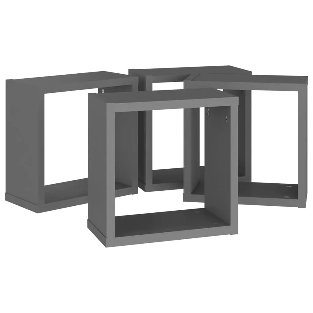 Wall Cube Shelves 4 pcs Grey 30x15x30 cm 807005