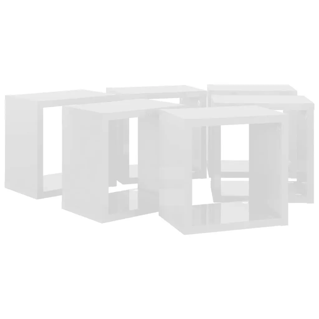 Wall Cube Shelves 6 pcs High Gloss White 22x15x22 cm 807072