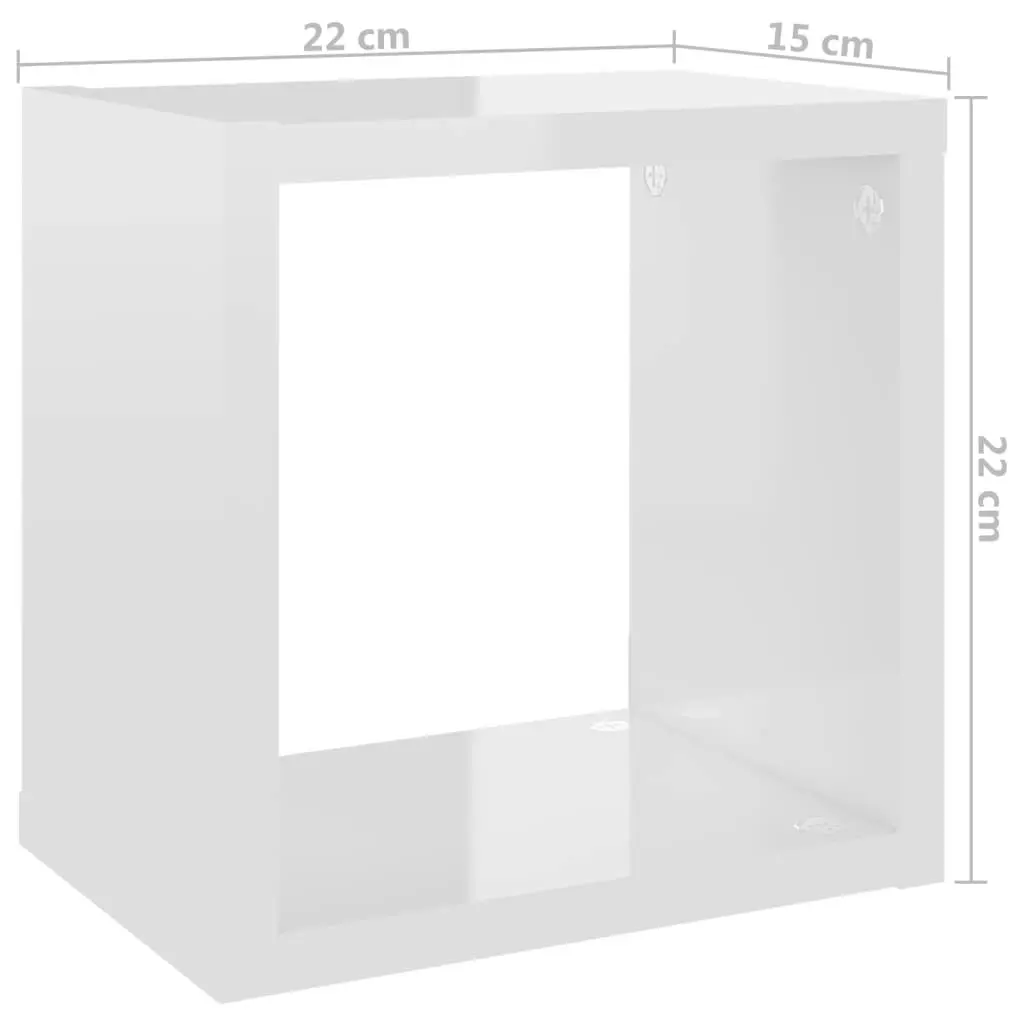 Wall Cube Shelves 6 pcs High Gloss White 22x15x22 cm 807072