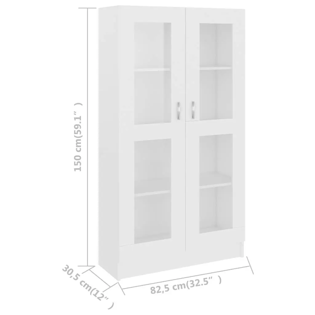 Vitrine Cabinet White 82.5x30.5x150 cm Engineered Wood 802759