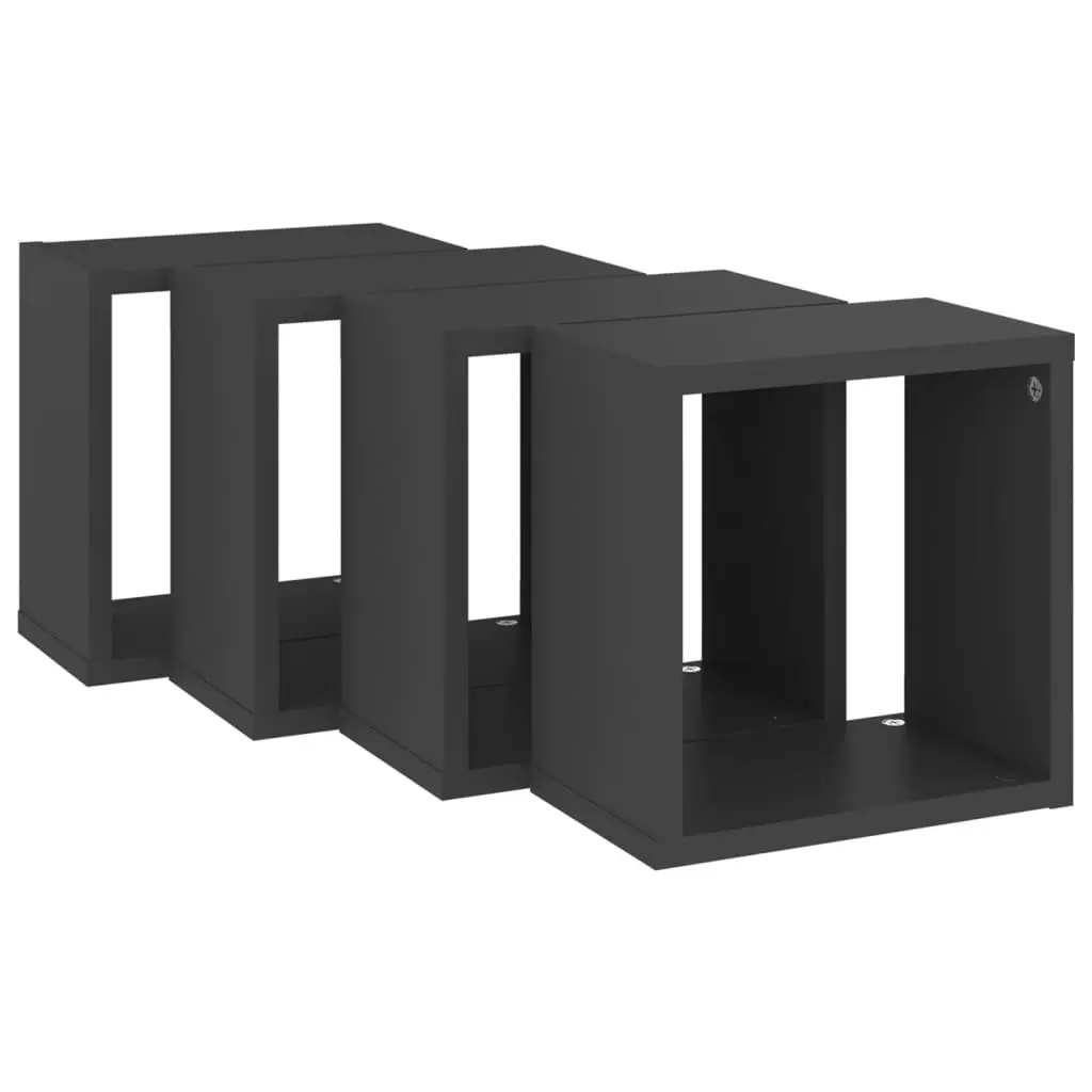 Wall Cube Shelves 4 pcs Grey 26x15x26 cm 807032