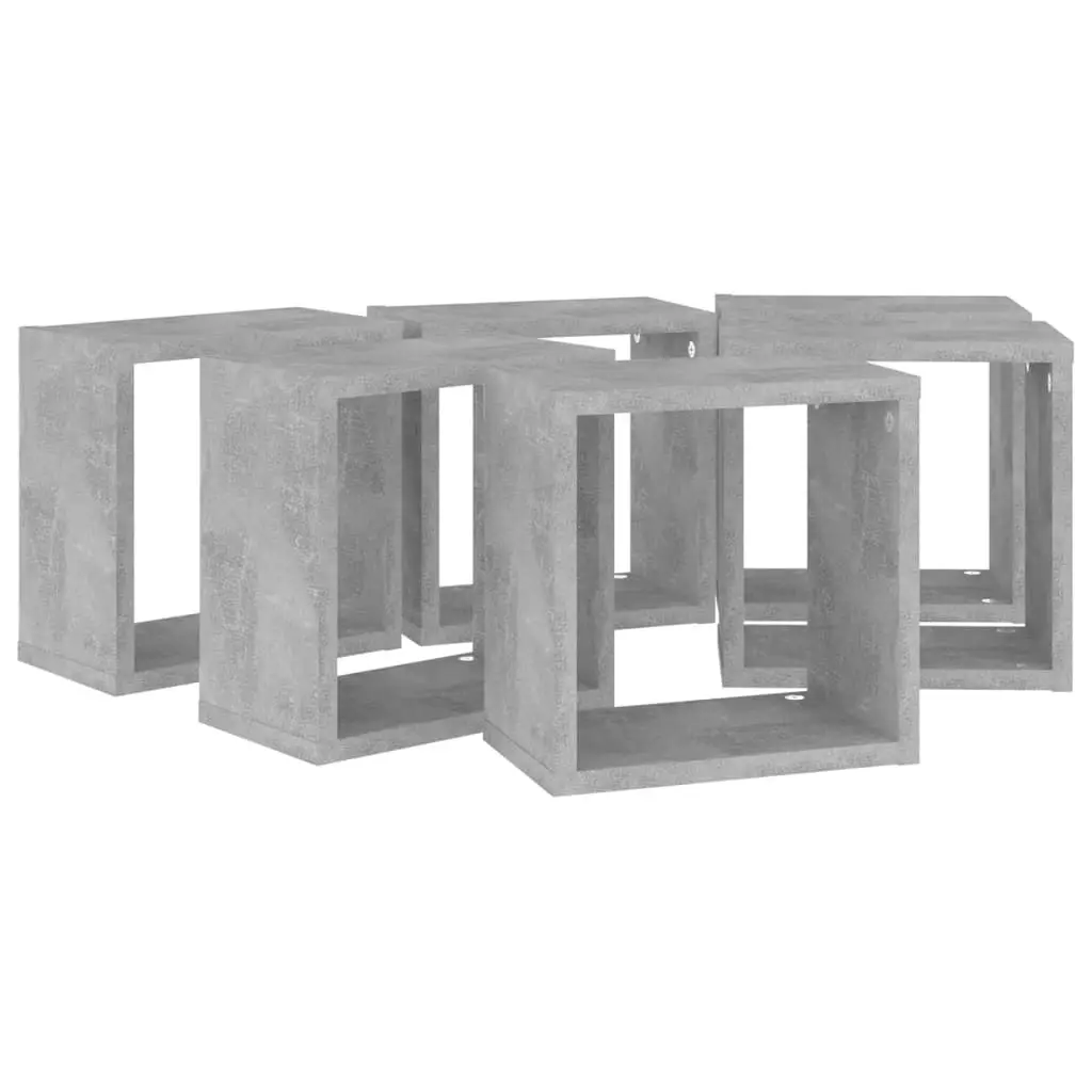 Wall Cube Shelves 6 pcs Concrete Grey 26x15x26 cm 807039