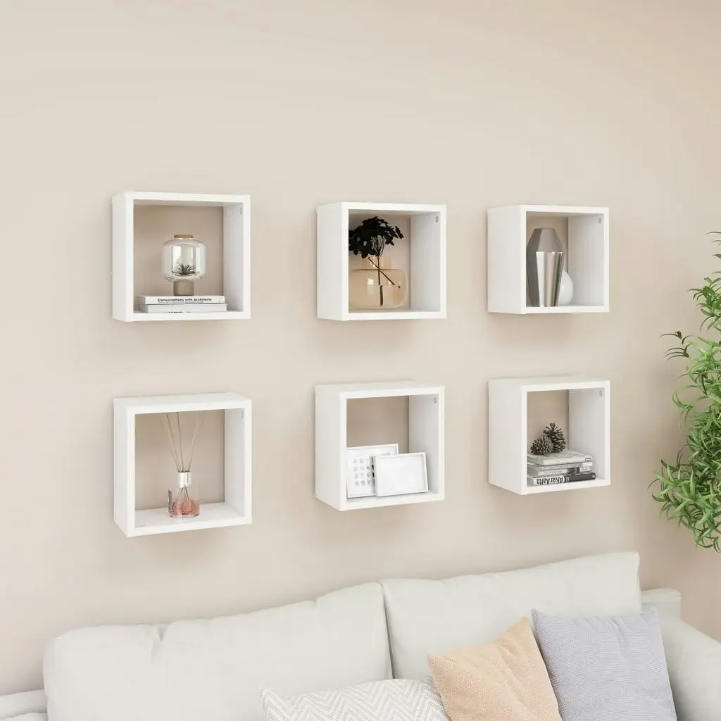 Wall Cube Shelves 6 pcs White 26x15x26 cm 807027