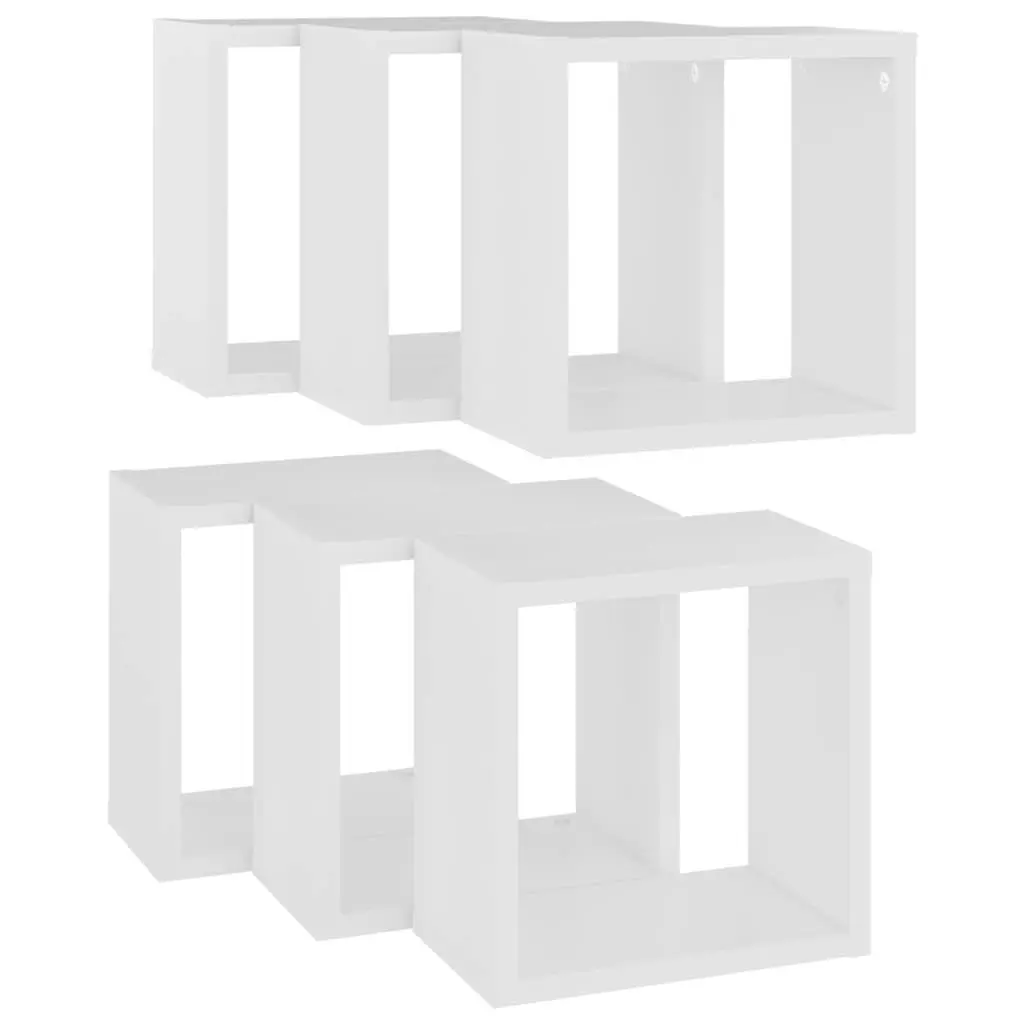 Wall Cube Shelves 6 pcs White 26x15x26 cm 807027