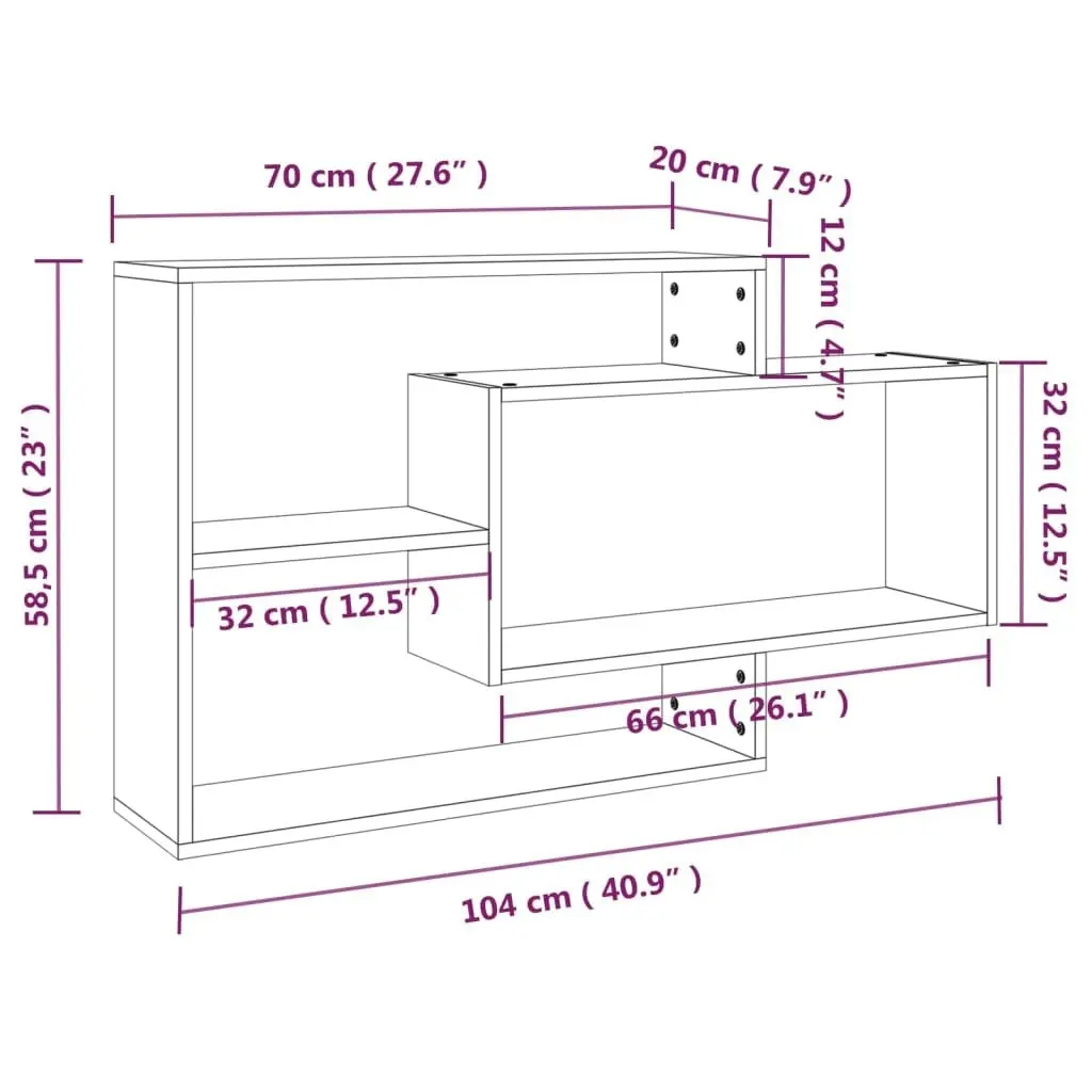 Wall Shelf Grey Sonoma 104x20x58.5 cm Engineered Wood 815289