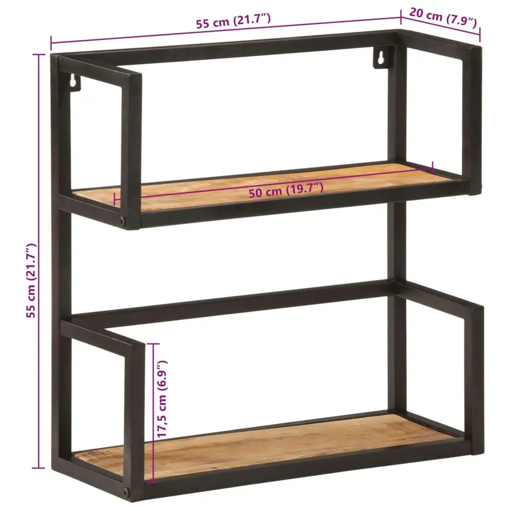 Wall Shelf 55x20x55 cm Solid Wood Mango and Iron 374968