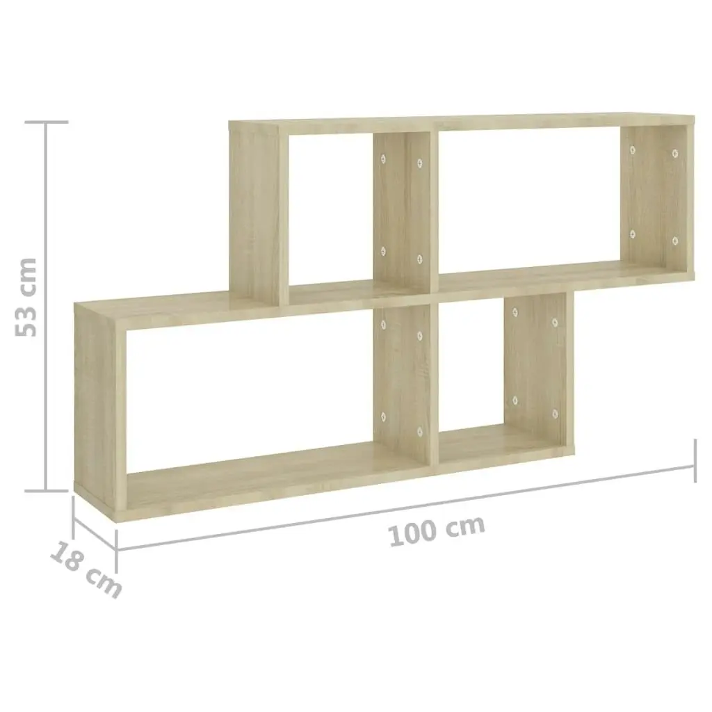 Wall Shelf Sonoma Oak 100x18x53 cm Engineered Wood 807163