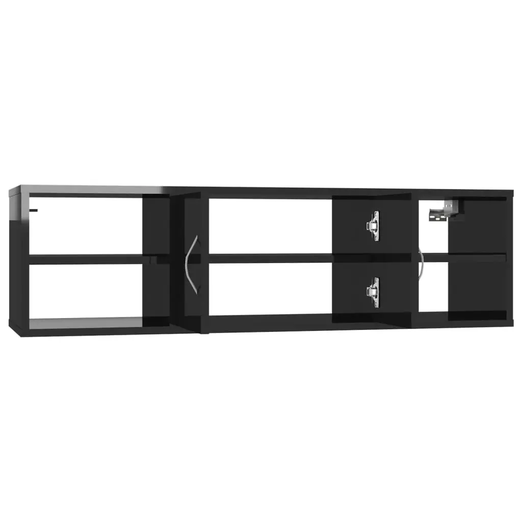 Wall Shelf High Gloss Black 102x30x29 cm Engineered Wood 806263