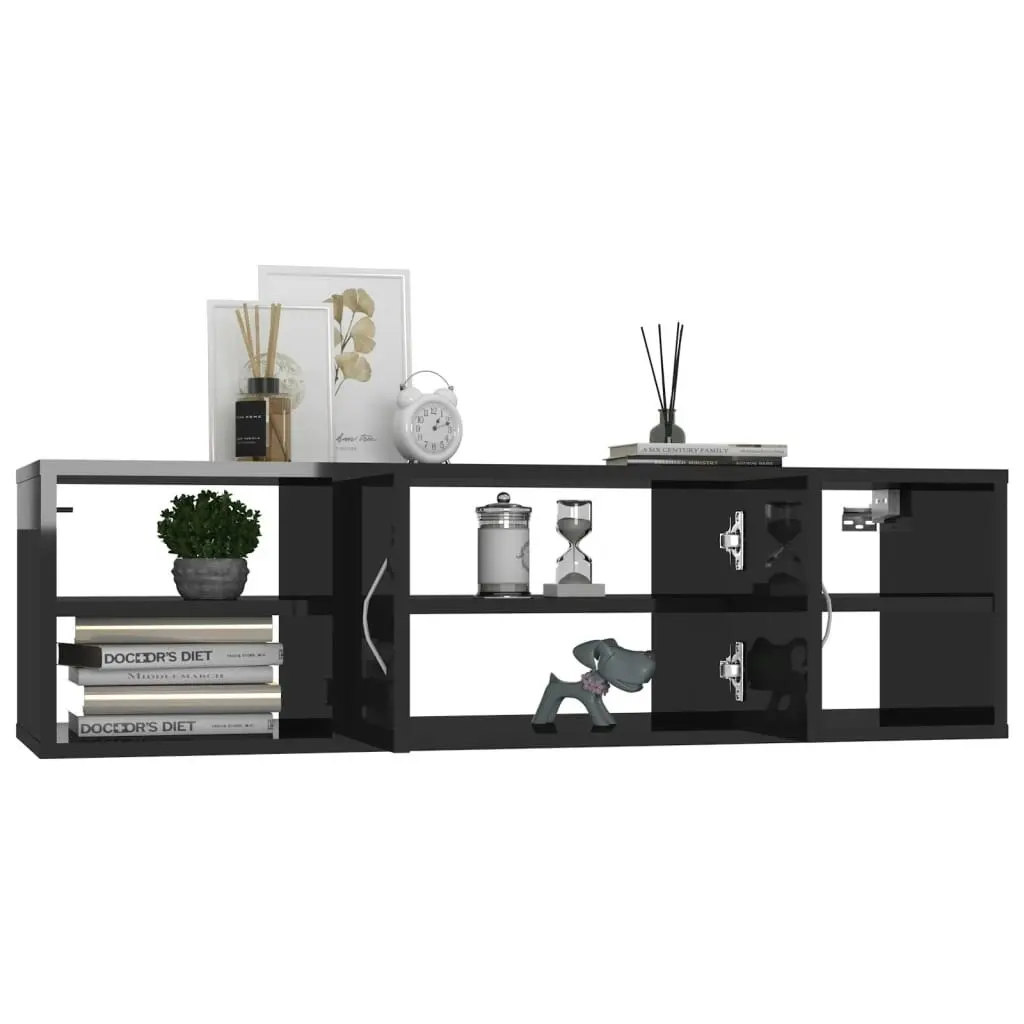 Wall Shelf High Gloss Black 102x30x29 cm Engineered Wood 806263