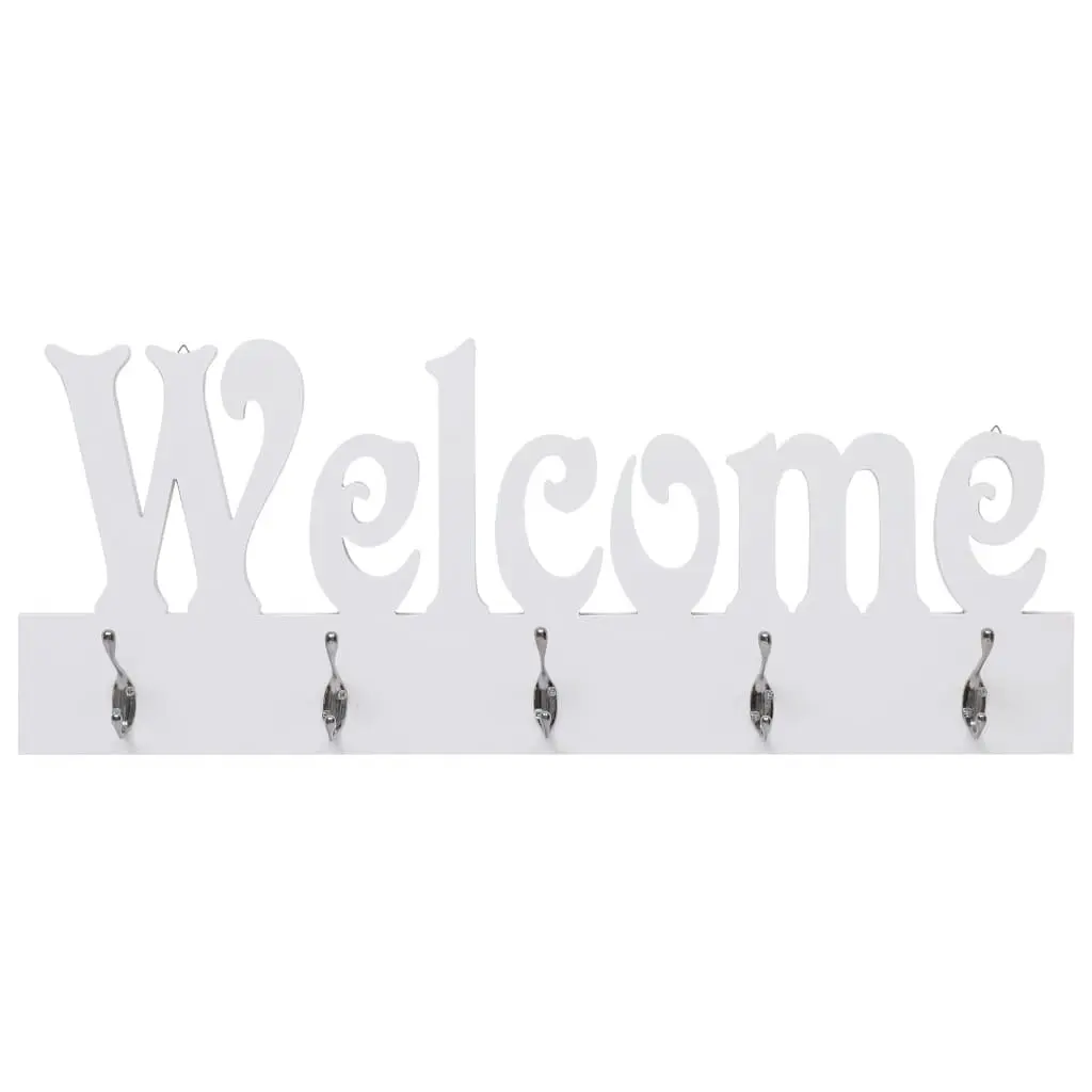 Wall Mounted Coat Rack WELCOME White 74x29.5 cm 284247