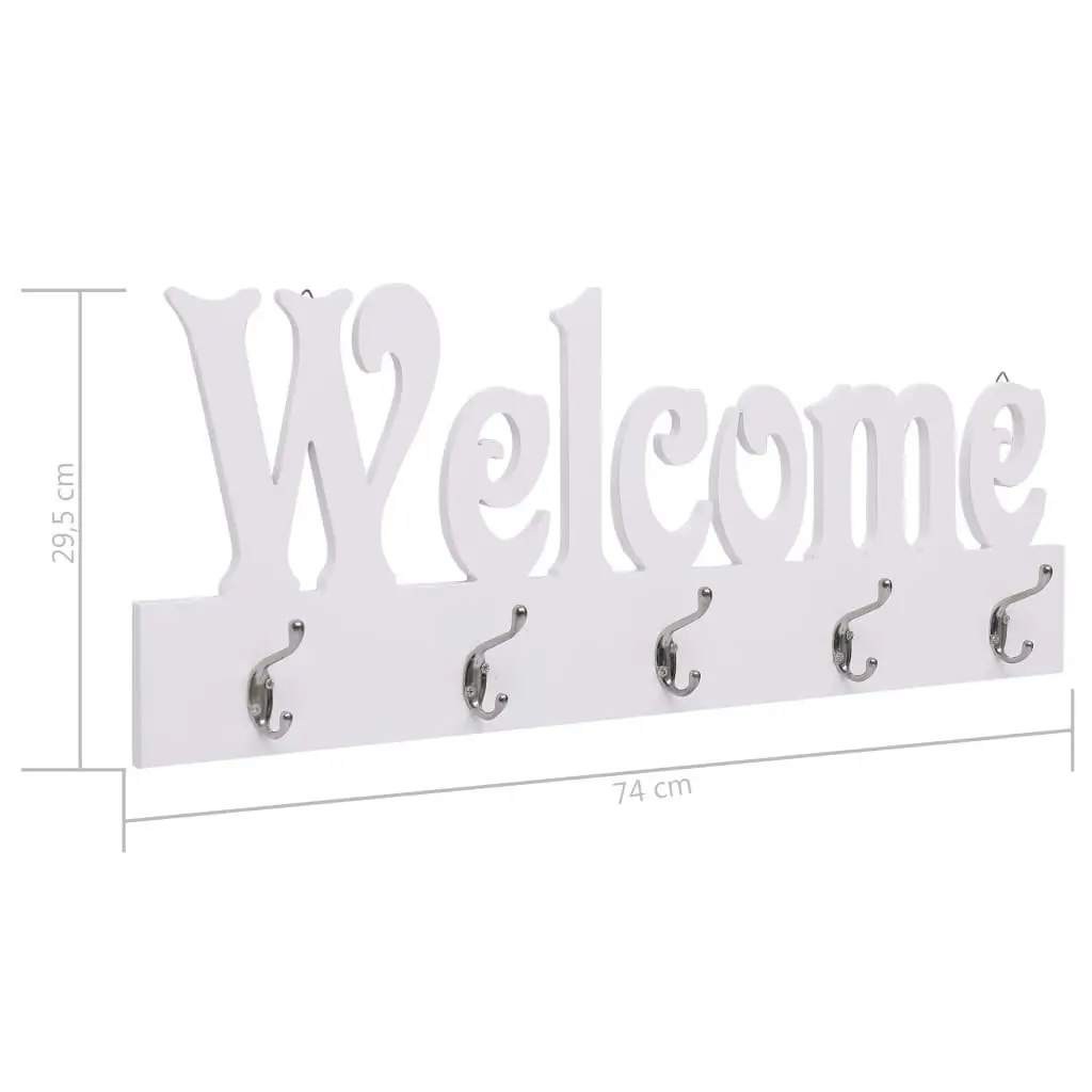 Wall Mounted Coat Rack WELCOME White 74x29.5 cm 284247