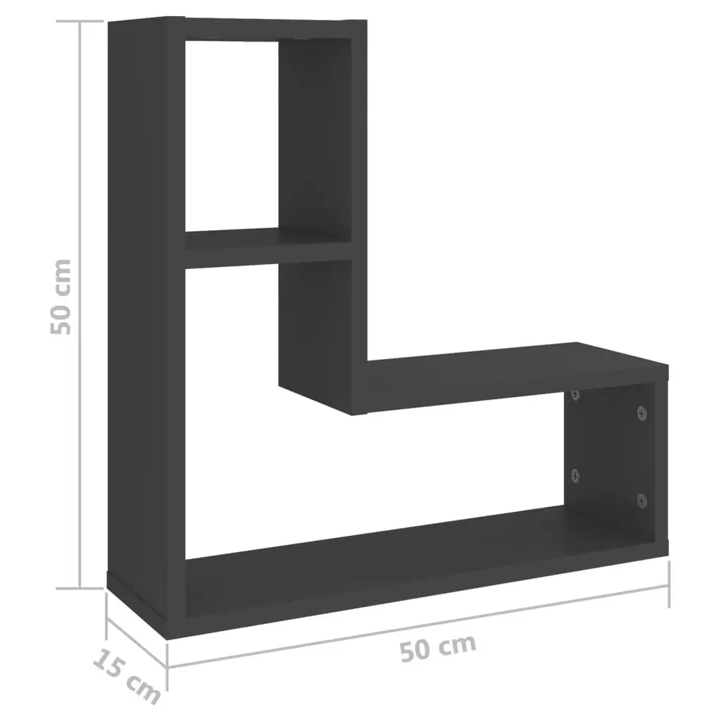 Wall Shelves 2 pcs Grey 50x15x50 cm Engineered Wood 807216