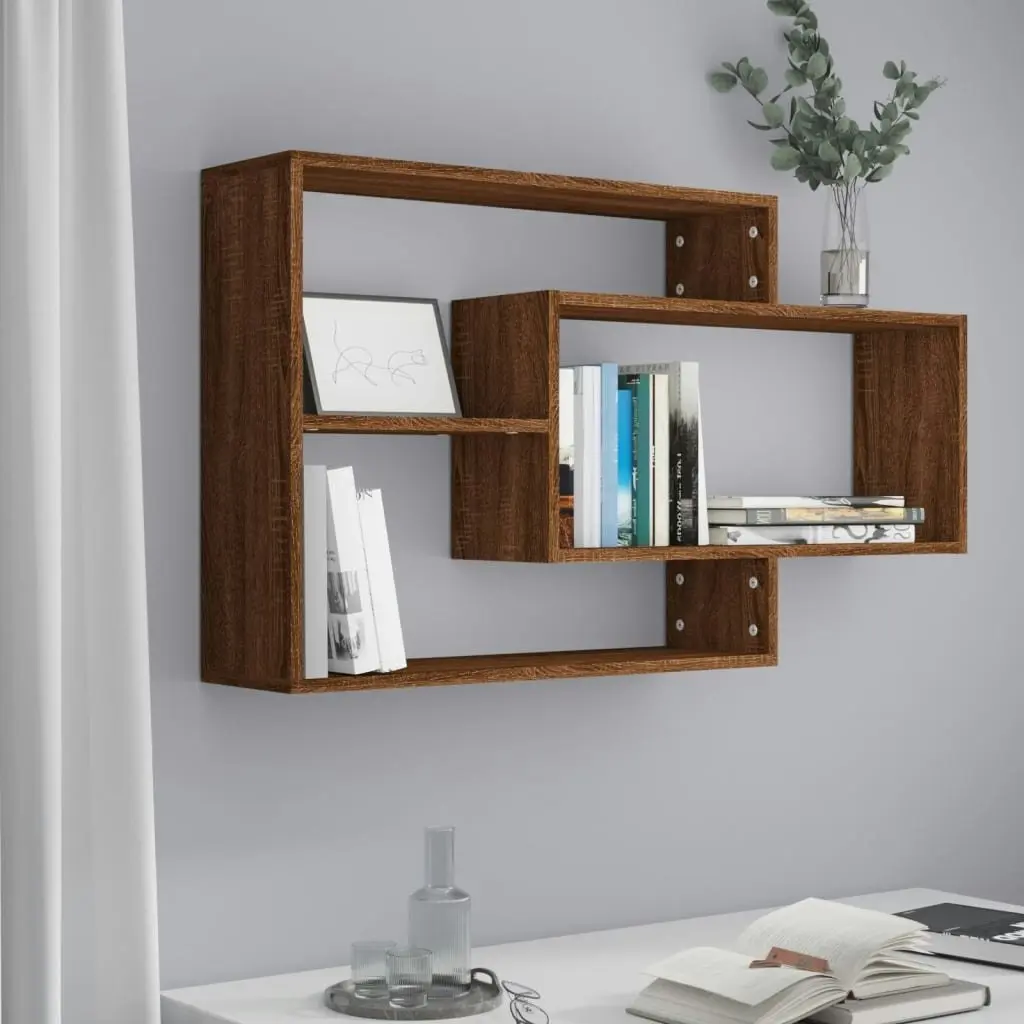 Wall Shelf Brown Oak 104x20x58.5 cm Engineered Wood 815290