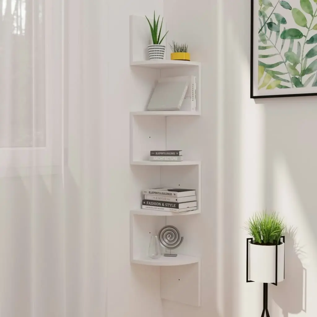 Wall Corner Shelf White 19x19x123 cm Engineered Wood 326831