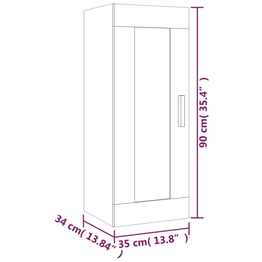 Wall Cabinet White 35x34x90 cm Engineered Wood 812465