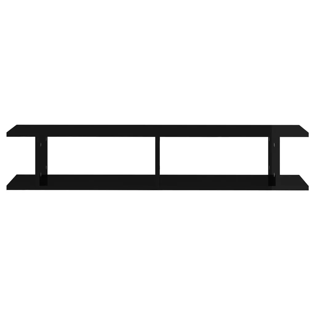 Wall Shelves 2 pcs High Gloss Black 105x18x20cm Engineered Wood 807212