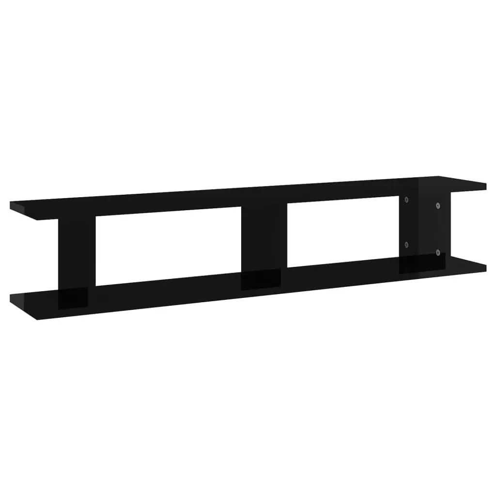 Wall Shelves 2 pcs High Gloss Black 105x18x20cm Engineered Wood 807212