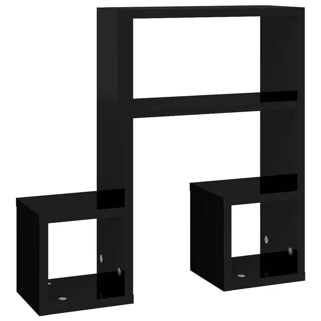 Wall Shelves 2 pcs High Gloss Black 50x15x50 cm Engineered Wood 807248