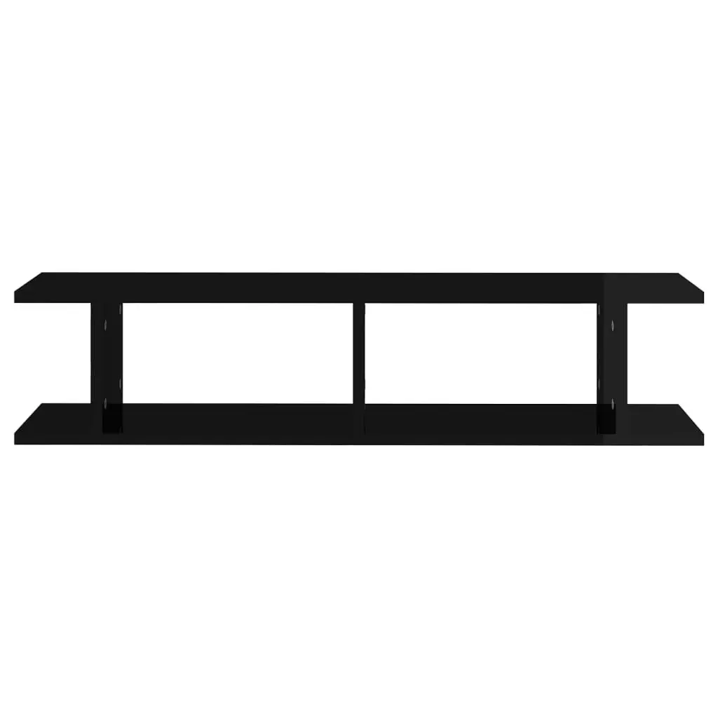 Wall Shelves 2 pcs High Gloss Black 90x18x20 cm Engineered Wood 807203