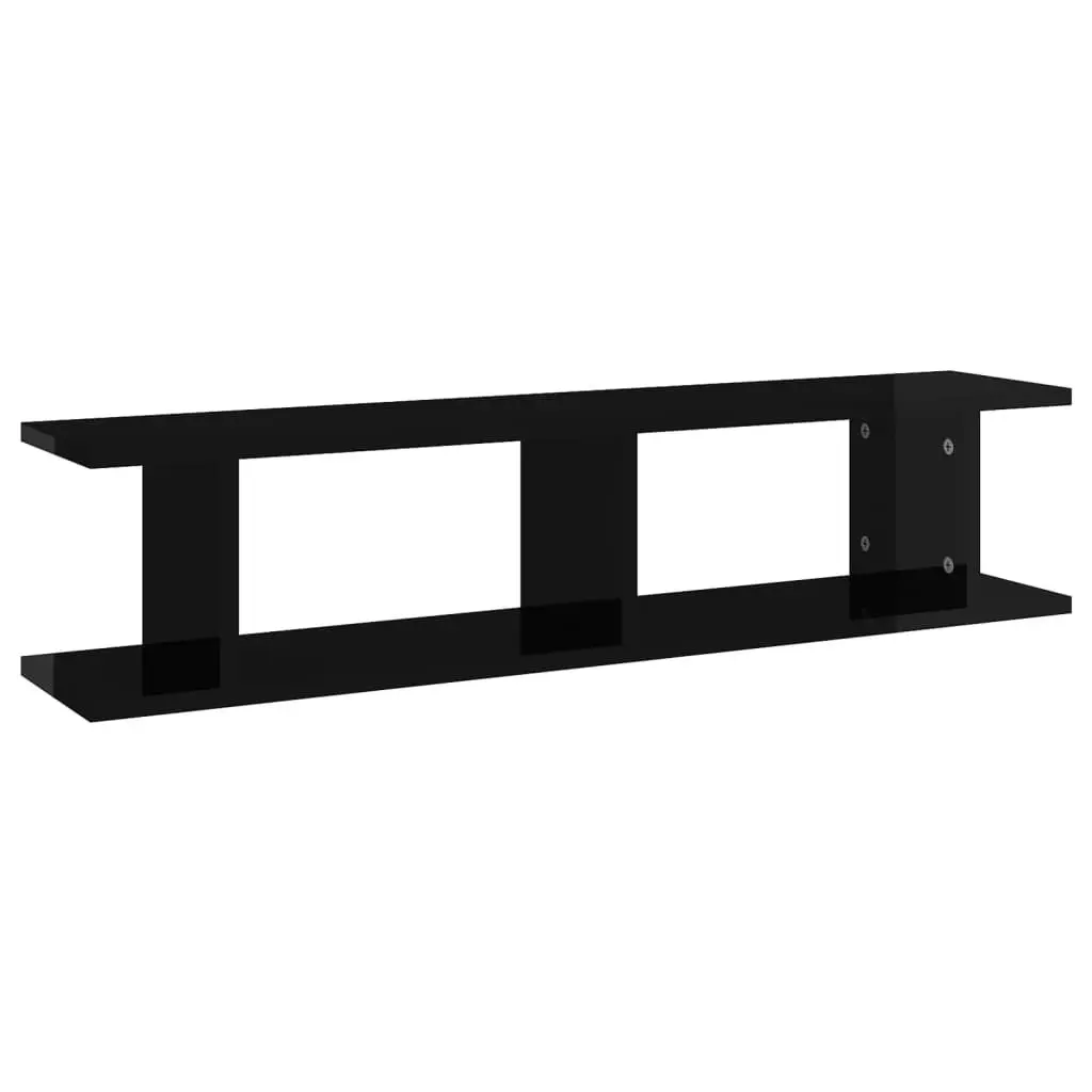 Wall Shelves 2 pcs High Gloss Black 90x18x20 cm Engineered Wood 807203