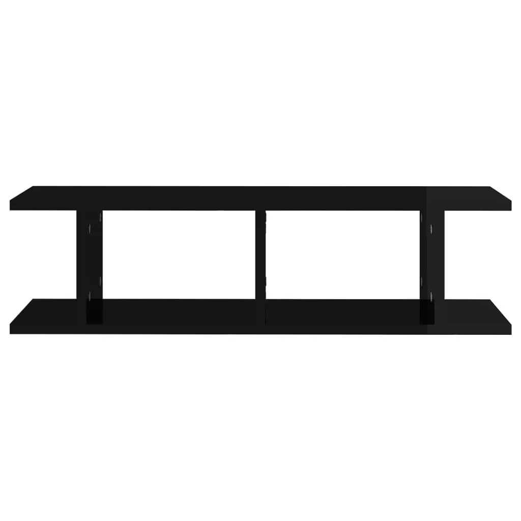 Wall Shelves 2 pcs High Gloss Black 75x18x20 cm Engineered Wood 807194