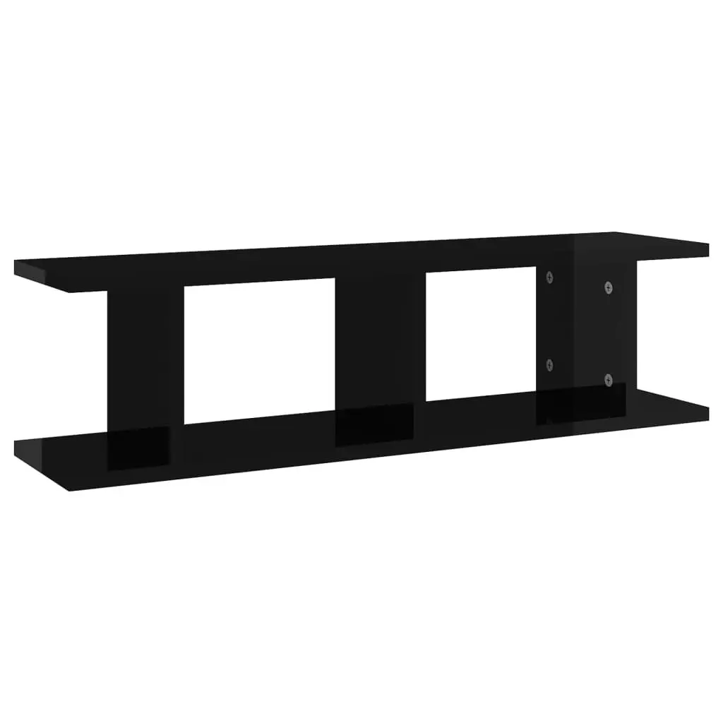 Wall Shelves 2 pcs High Gloss Black 75x18x20 cm Engineered Wood 807194