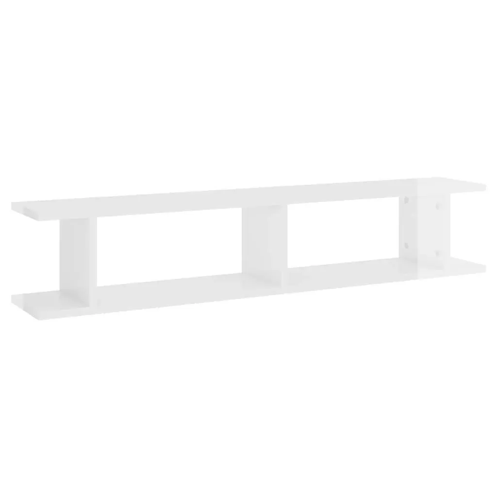 Wall Shelves 2 pcs High Gloss White 105x18x20cm Engineered Wood 807211